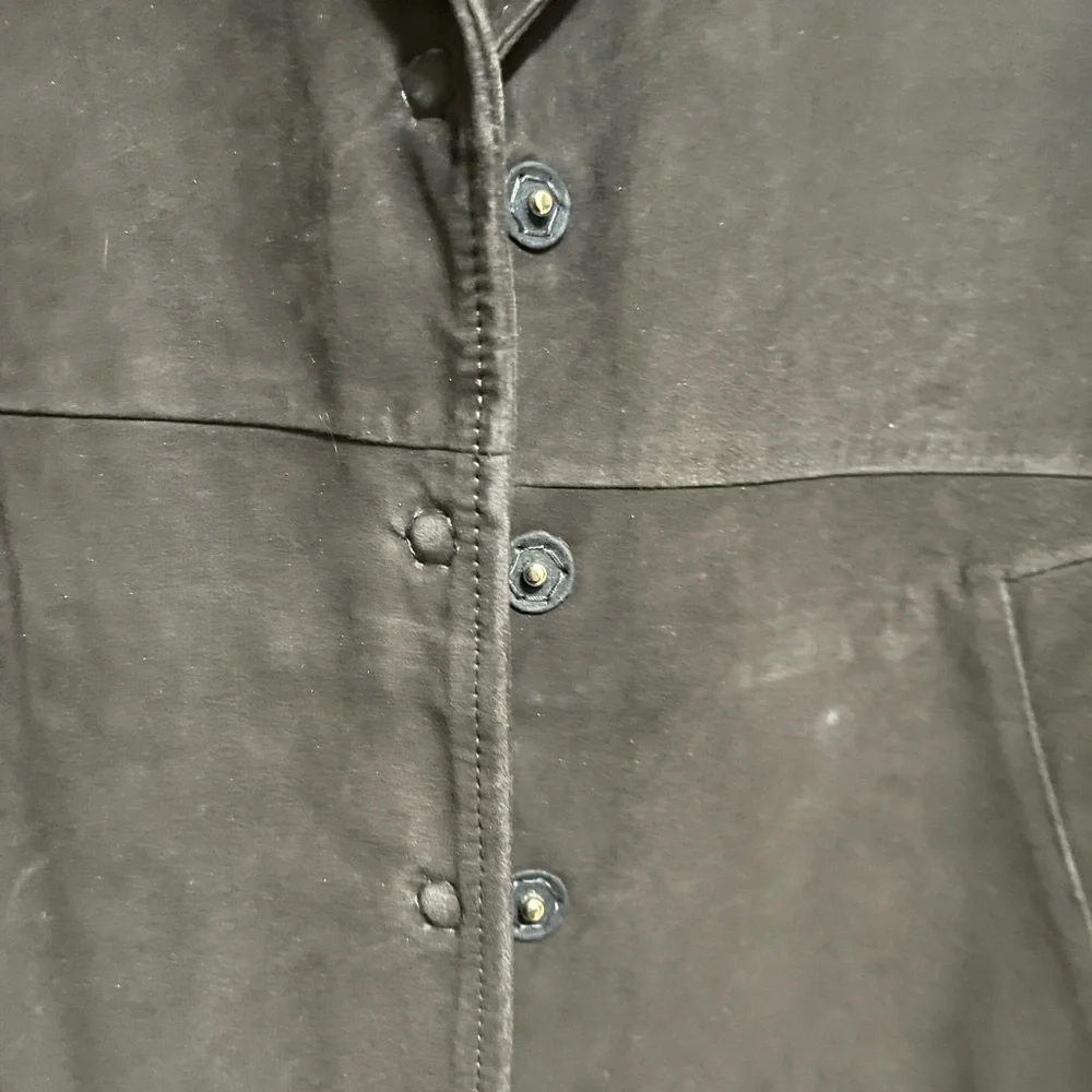 Gerard Darel Navy Gemma Suede Trench Coat with Mid-Thigh Length and Relaxed Fit - Picture 8 of 16